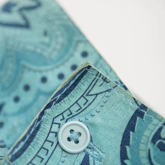 Revue Blue Suede Leather Paisley Blazer Shirt Jacket M Boho Western Y2K - Picture 4 of 10